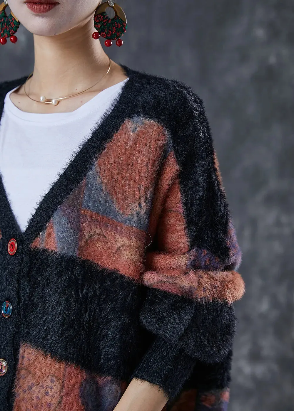 Thick Mink Hair Knitted Cardigan Winter