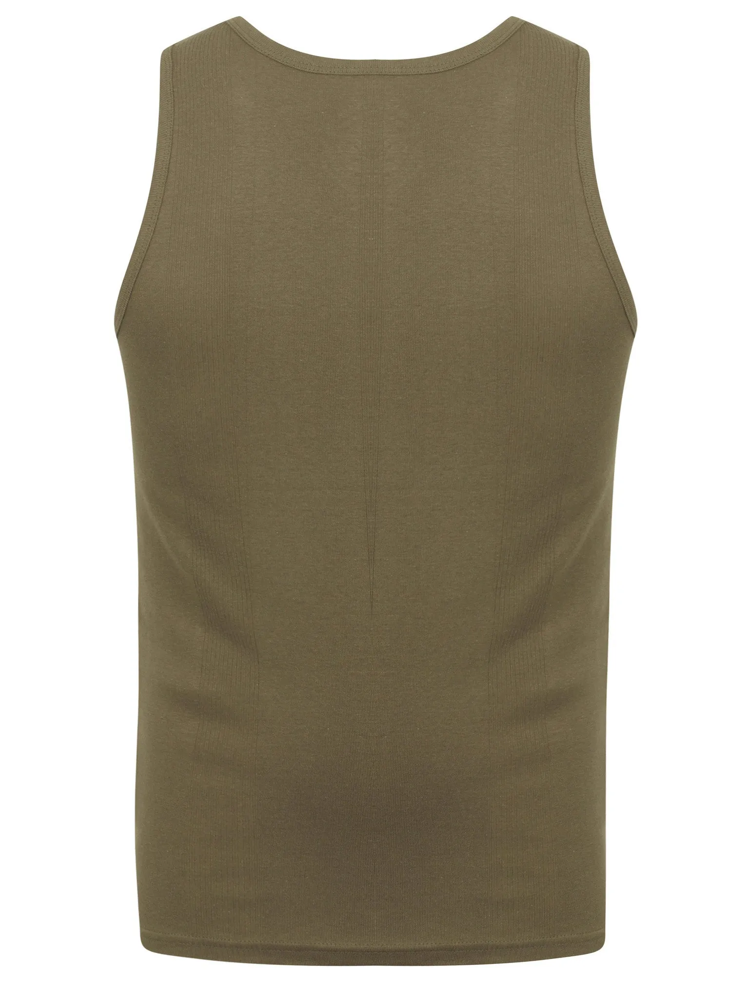 Tuns 4 Pack Cotton Ribbed Sleeveless Vest Tops in Amazon Khaki / Black / Light Grey Marl / Optic White - South Shore
