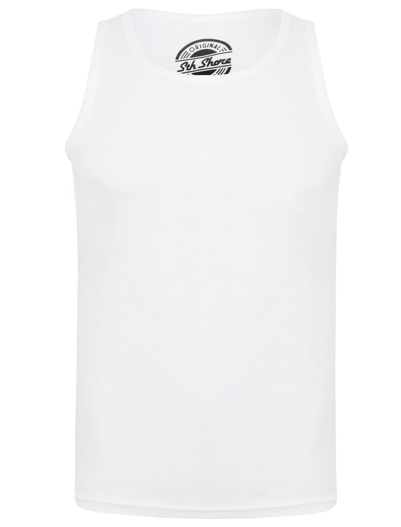Tuns 4 Pack Cotton Ribbed Sleeveless Vest Tops in Amazon Khaki / Black / Light Grey Marl / Optic White - South Shore