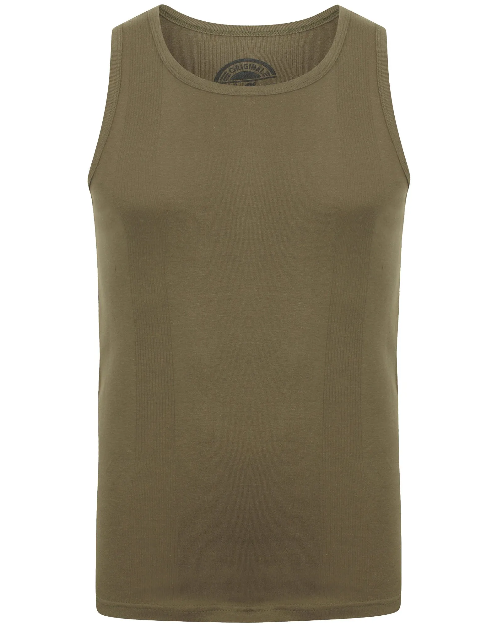 Tuns 4 Pack Cotton Ribbed Sleeveless Vest Tops in Amazon Khaki / Black / Light Grey Marl / Optic White - South Shore