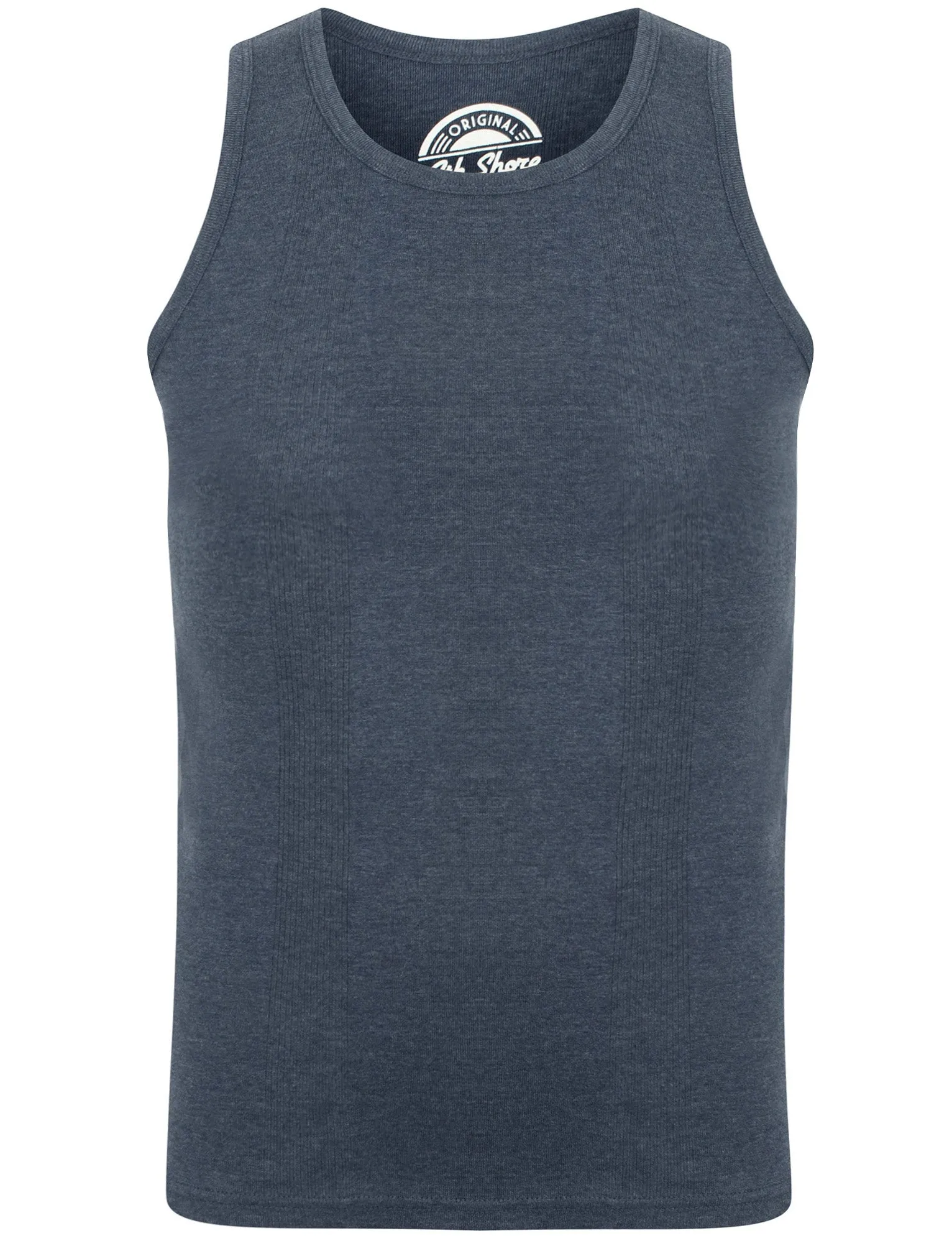 Tuns 4 Pack Cotton Ribbed Sleeveless Vest Tops in Mood Indigo Marl / Black / Light Grey Marl / Optic White - South Shore