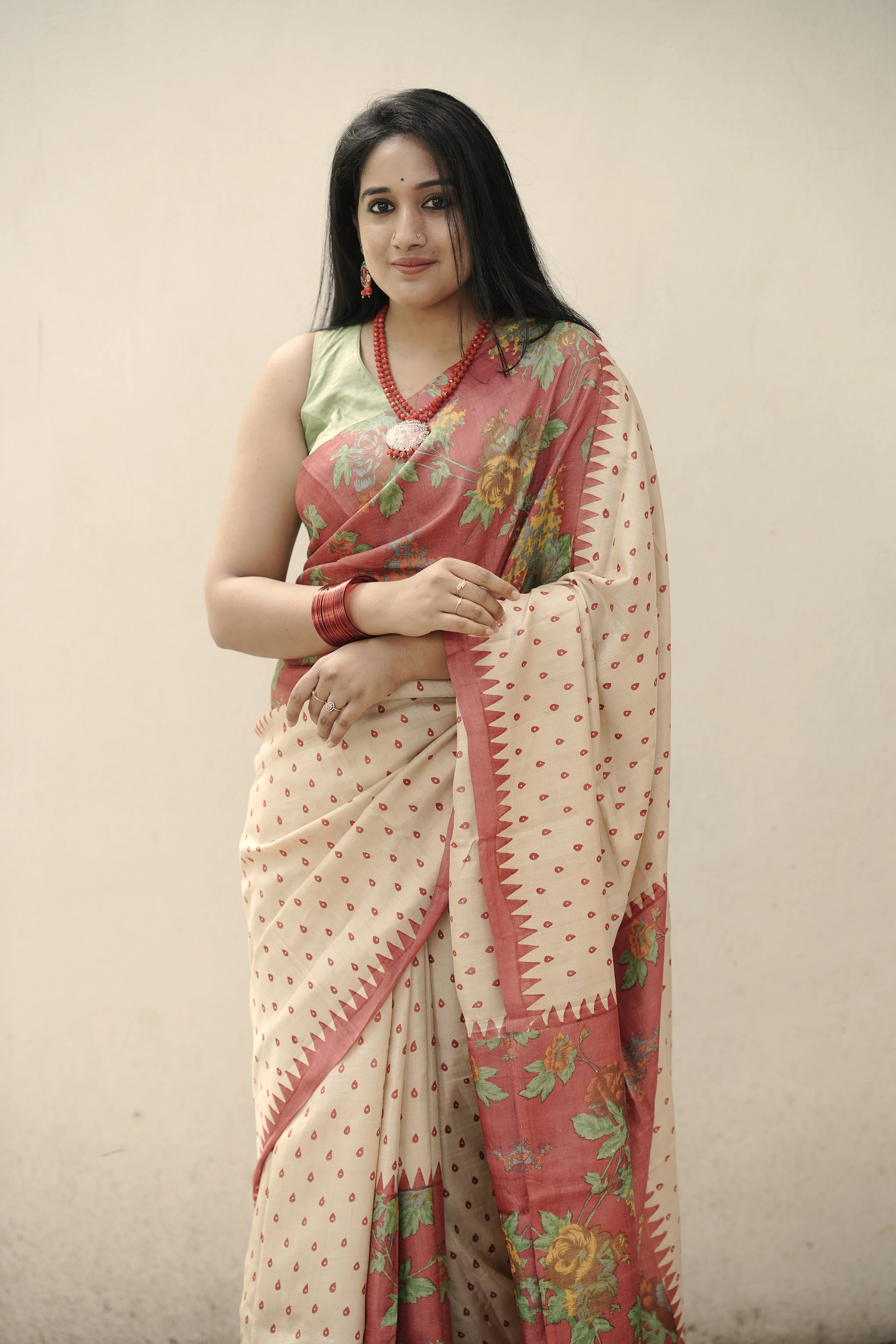 Tussar Silk Saree with floral saree
