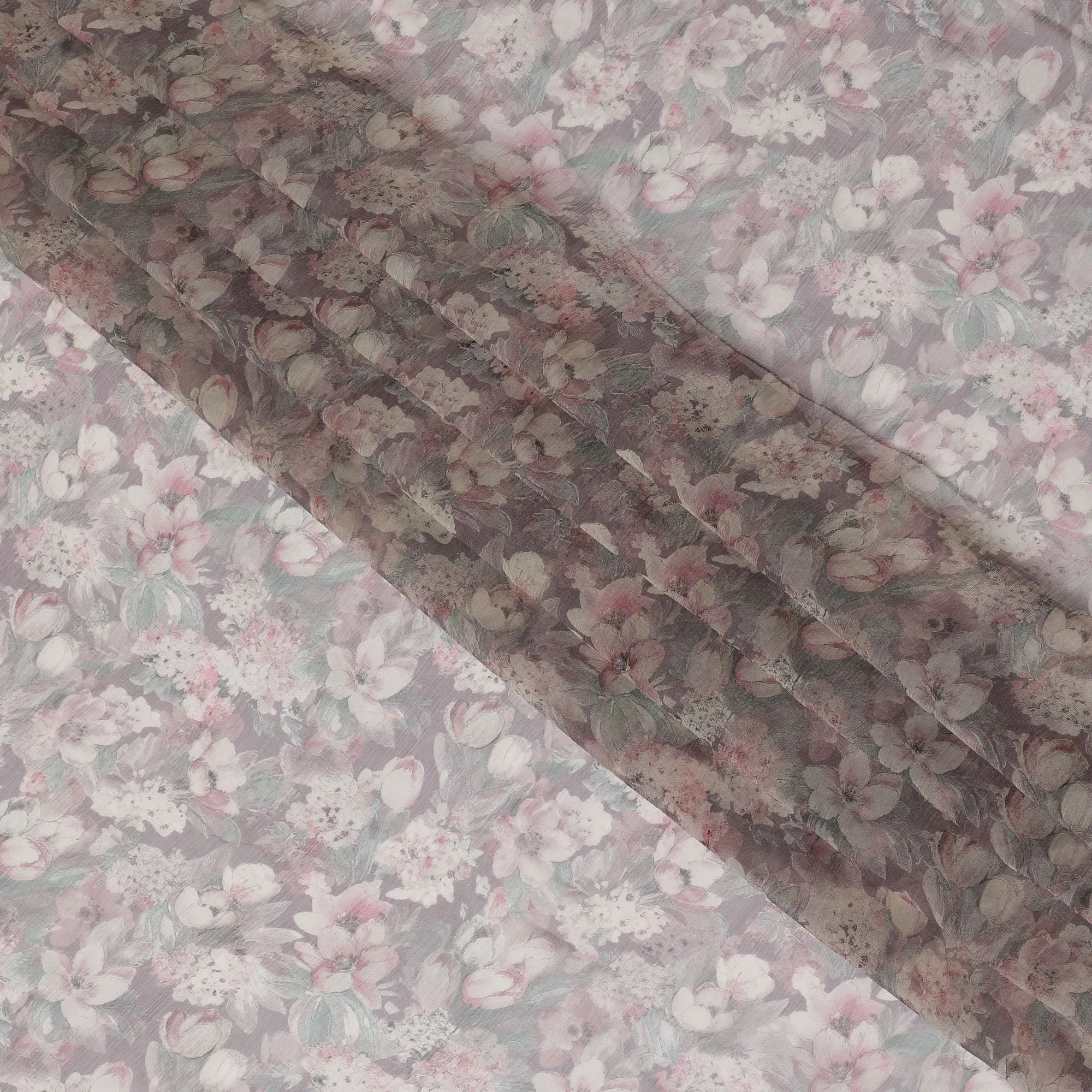 Vintage Rose Synthetic Chiffon Fabric, Floral Print, 110cm Wide - Purchase Online for Crafting & Apparel-D18119