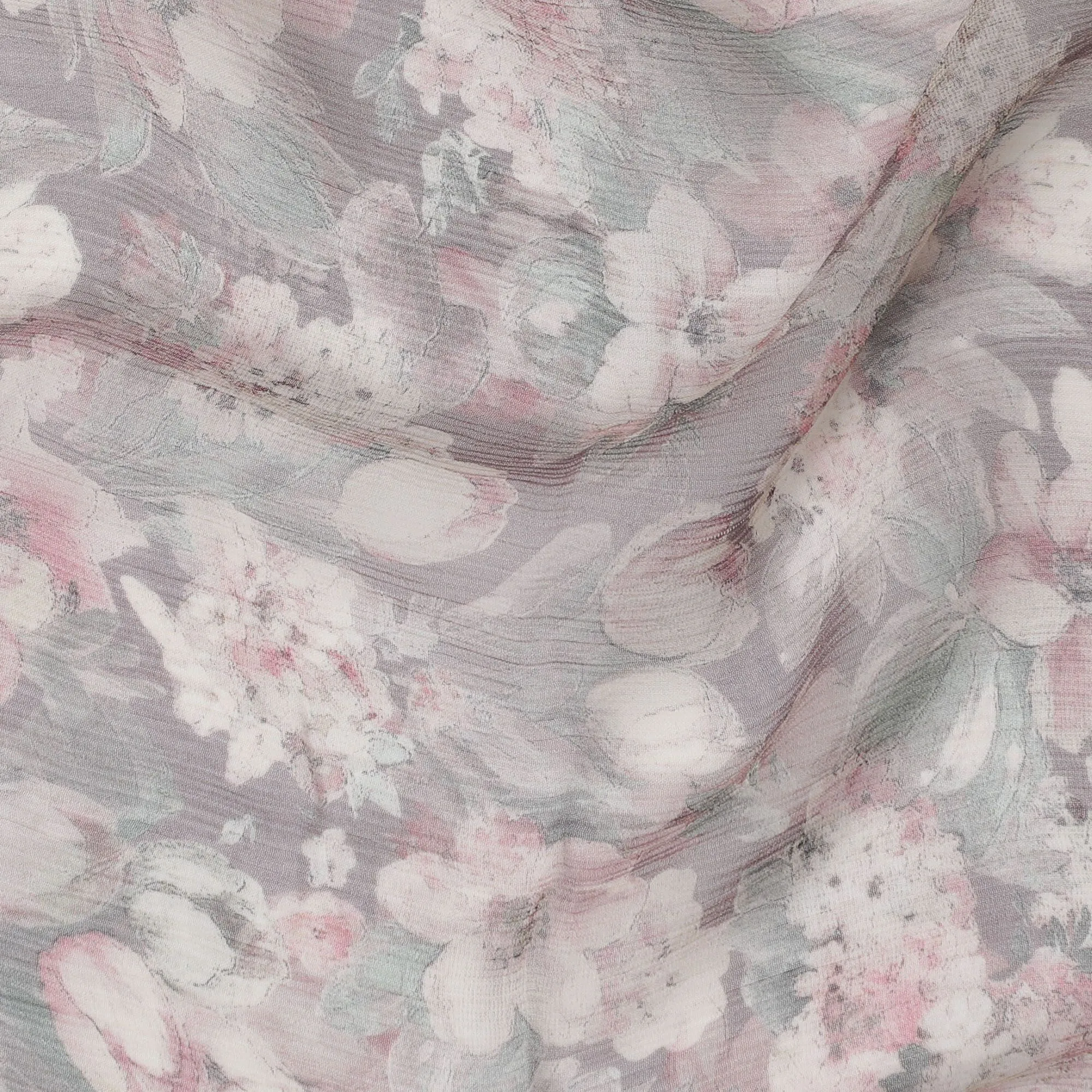 Vintage Rose Synthetic Chiffon Fabric, Floral Print, 110cm Wide - Purchase Online for Crafting & Apparel-D18119