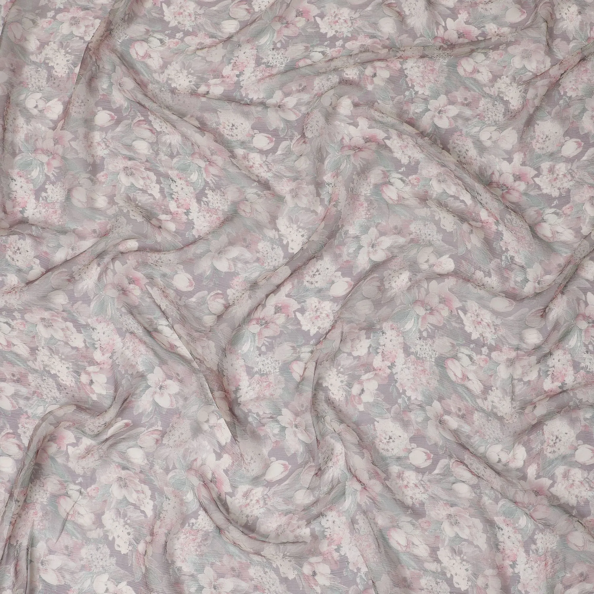 Vintage Rose Synthetic Chiffon Fabric, Floral Print, 110cm Wide - Purchase Online for Crafting & Apparel-D18119
