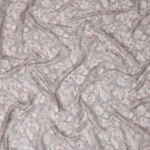 Vintage Rose Synthetic Chiffon Fabric, Floral Print, 110cm Wide - Purchase Online for Crafting & Apparel-D18119