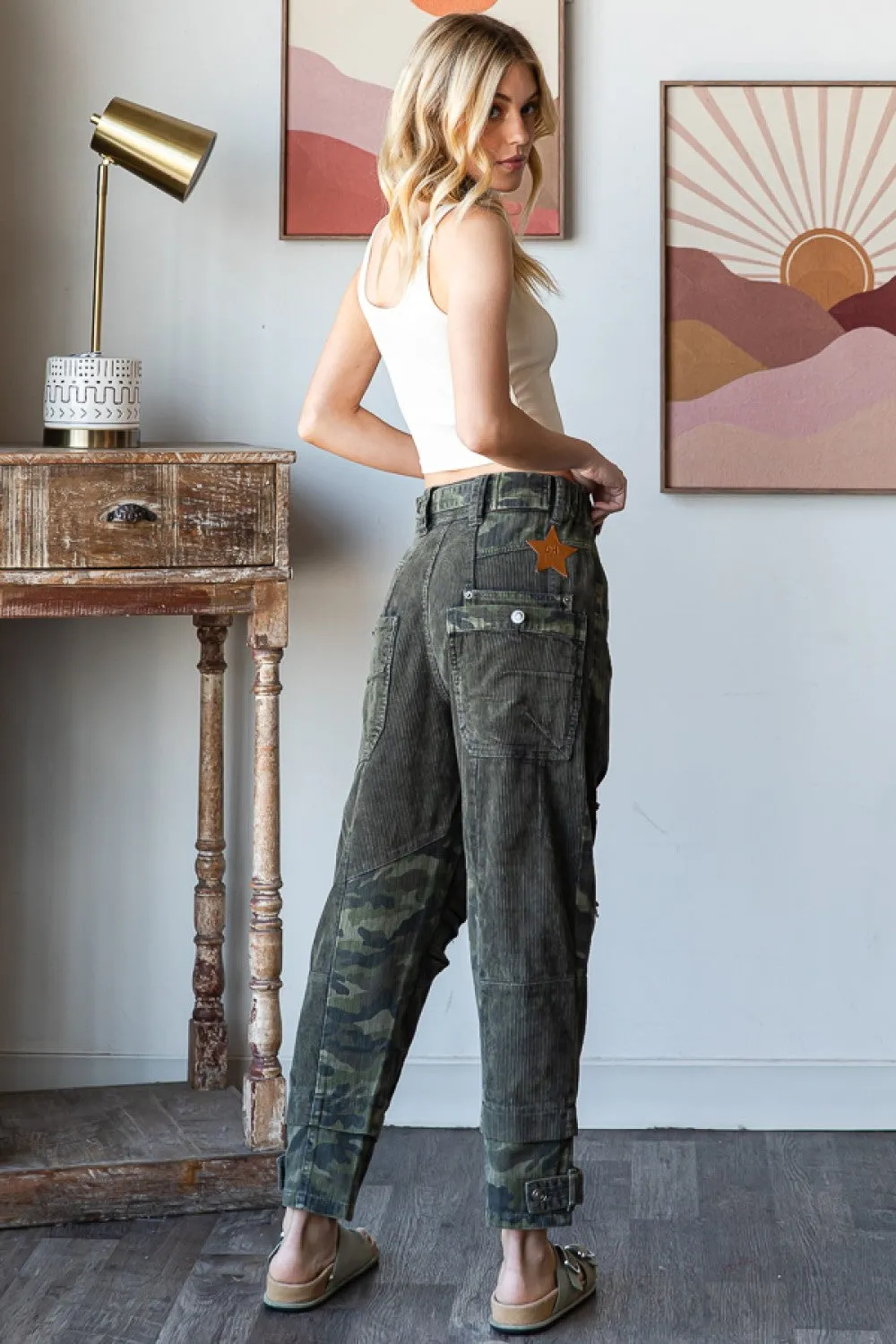 Washed Camouflage Corduroy Pants (2 Options)