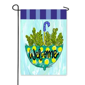 Welcome Umbrella Garden Flag