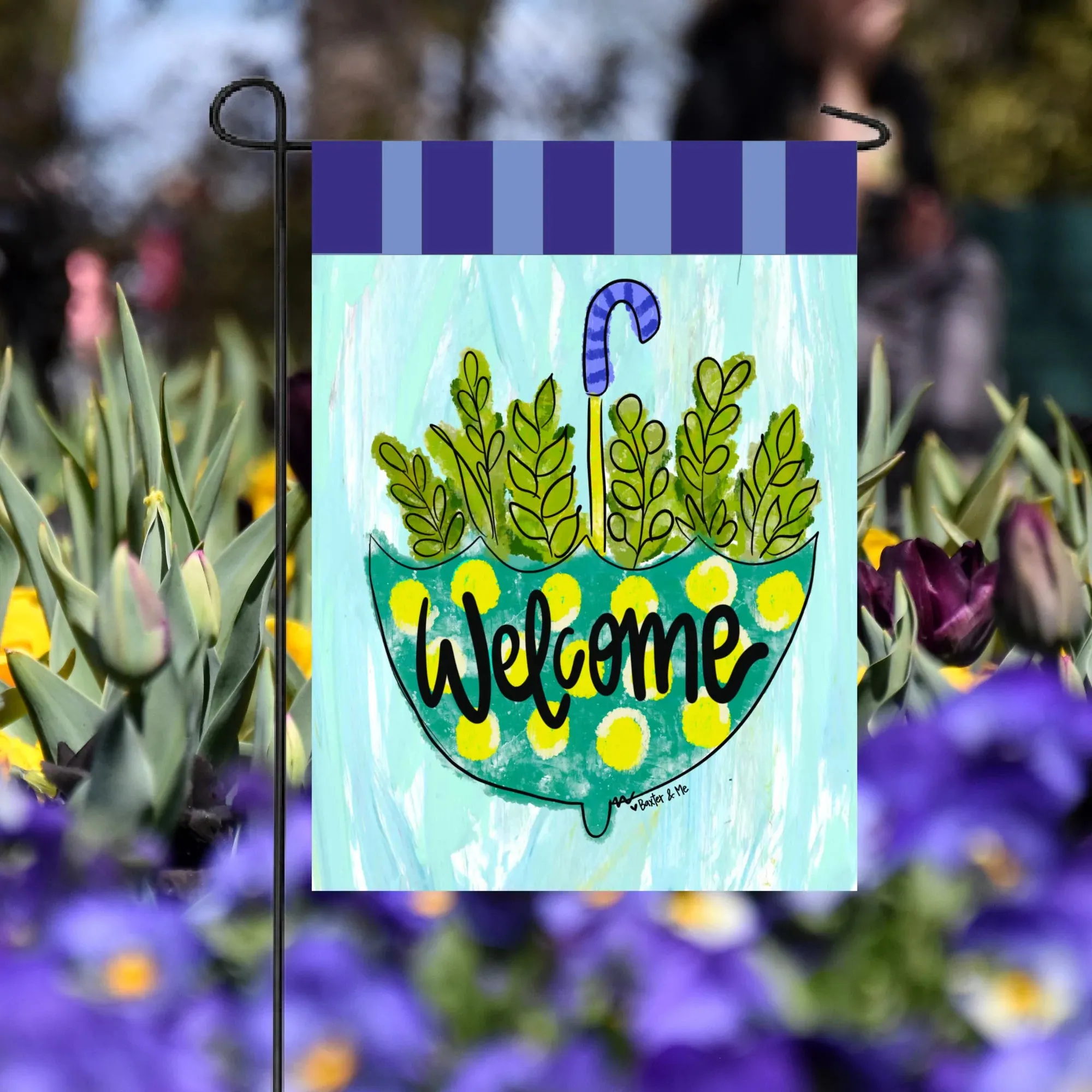 Welcome Umbrella Garden Flag