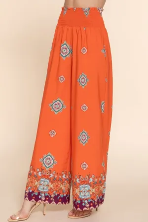Wide Leg Border Woven Pants