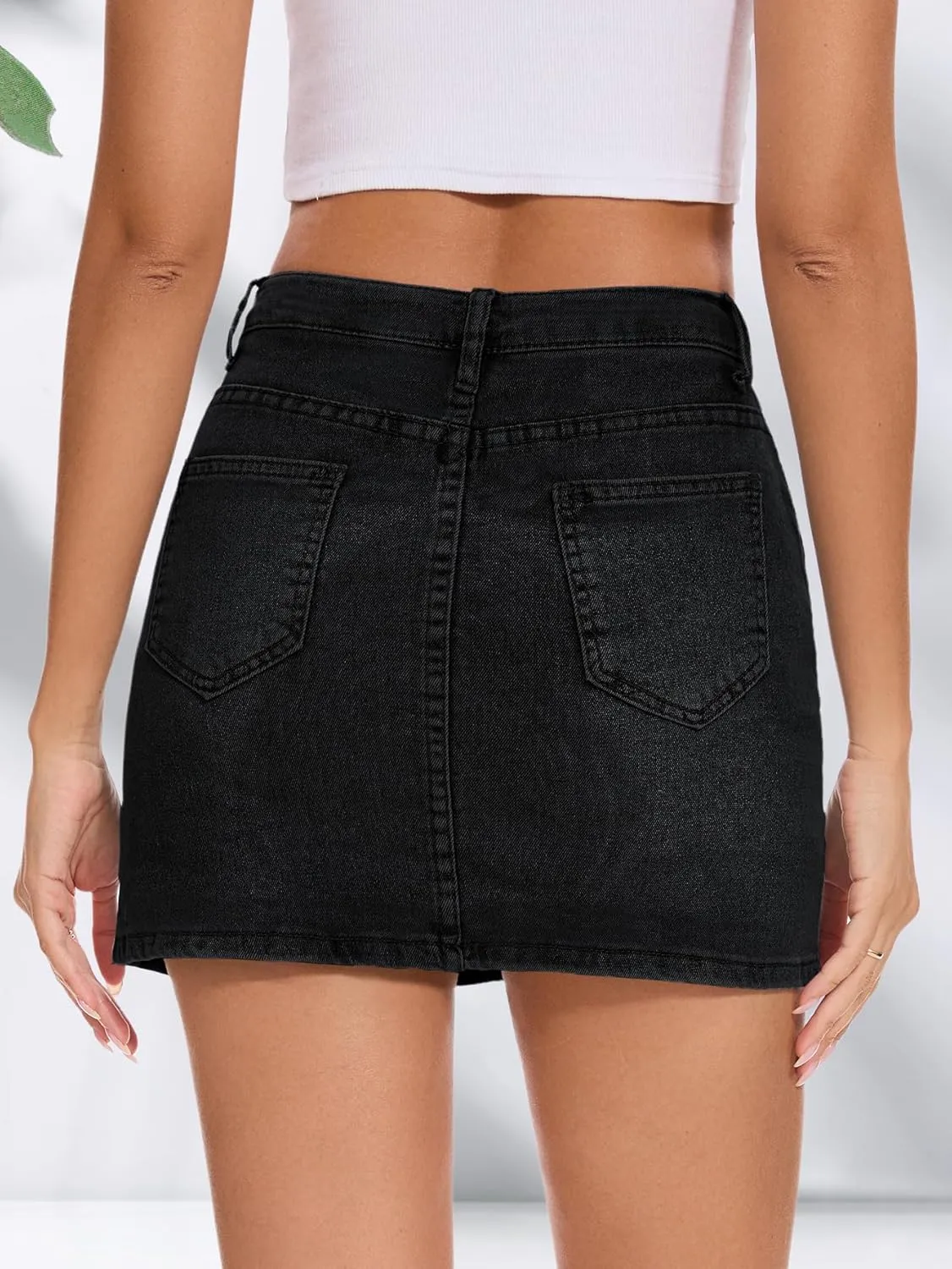 Womens Mini Skirt Side Slit Denim Skort High Waisted Denim Skirt with Shorts Underneath Mini Jean Skirt
